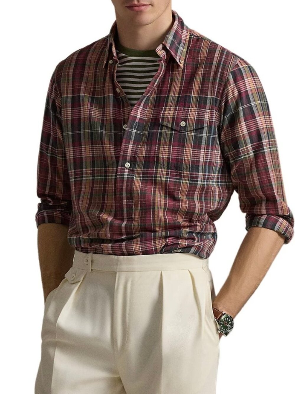 Polo Ralph Lauren Indian Madras Popover Shirt Multi Mens Button Down NWT 175